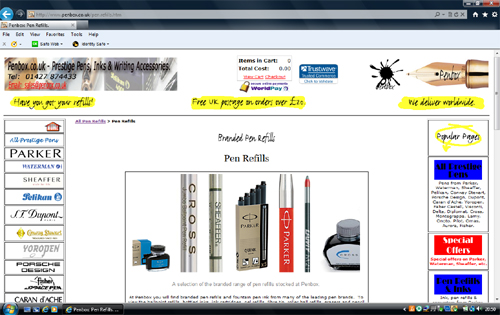 Pen refills for Parker and Dupont pens and many more.