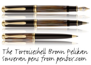 Special Edition Tortoiseshell Brown Pelikan Souveran Pens.