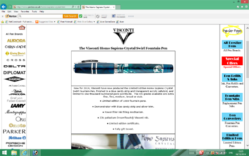 Visconti Homo Sapiens Crystal Swirl fountain pen.