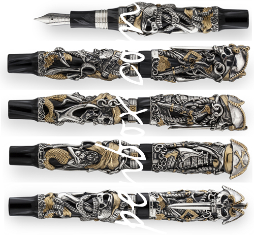Limited edition Montegrappa Pirates fountain pen in silver.